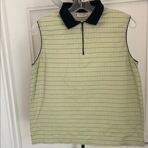 Tail sz L Golf Tennis Sleeveless Green Striped Top with Black Collar